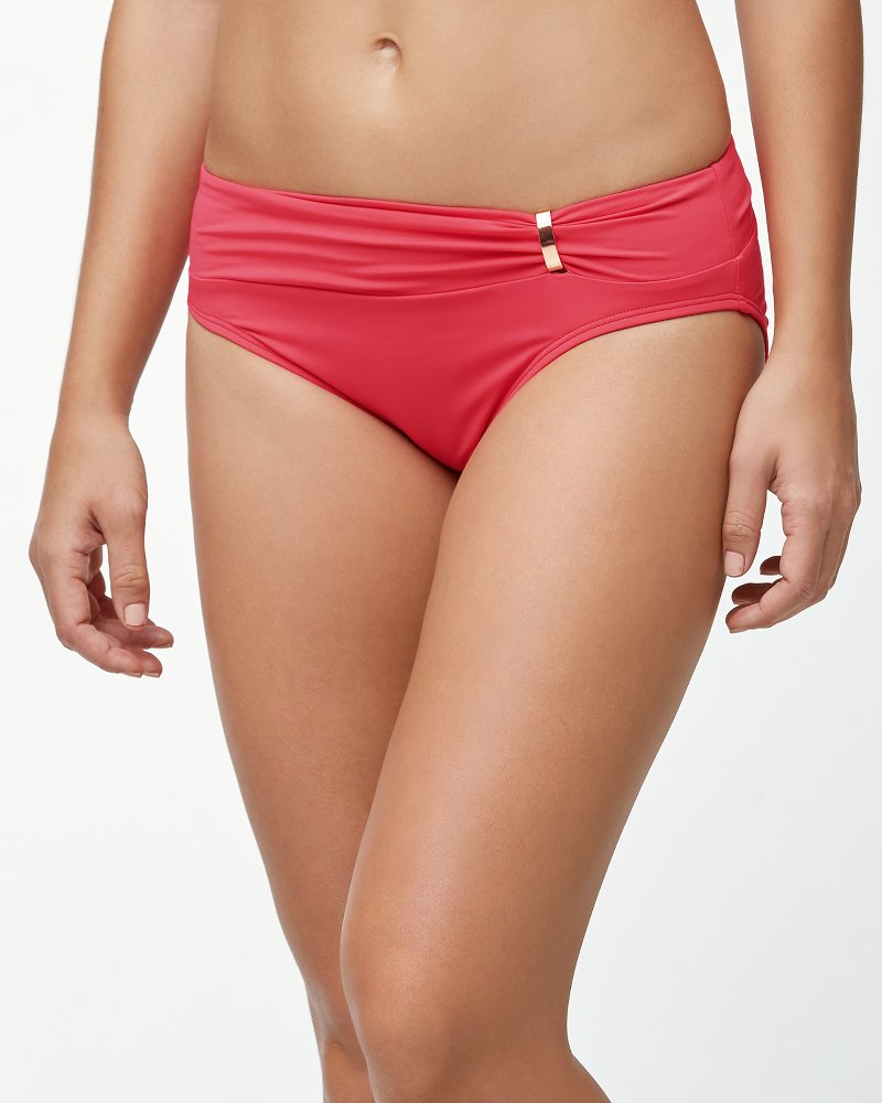 Pearl Belted HighWaist Bikini Bottoms With Hardware