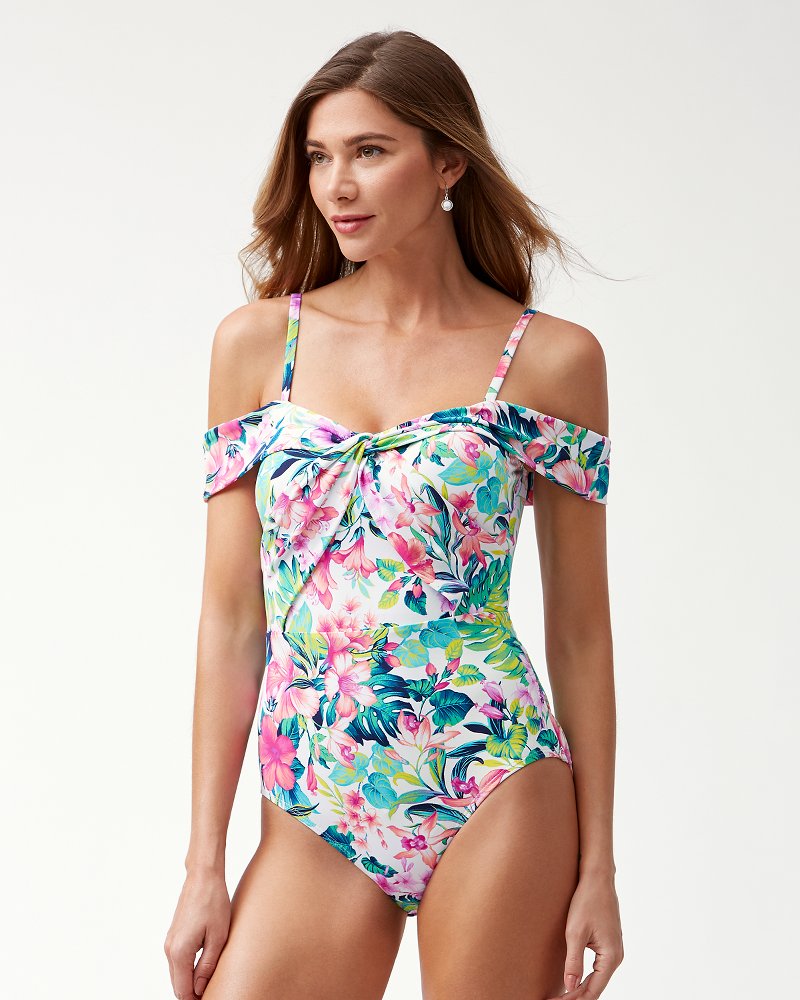 Fleur De Flora Off-The-Shoulder One-Piece Swimsuit