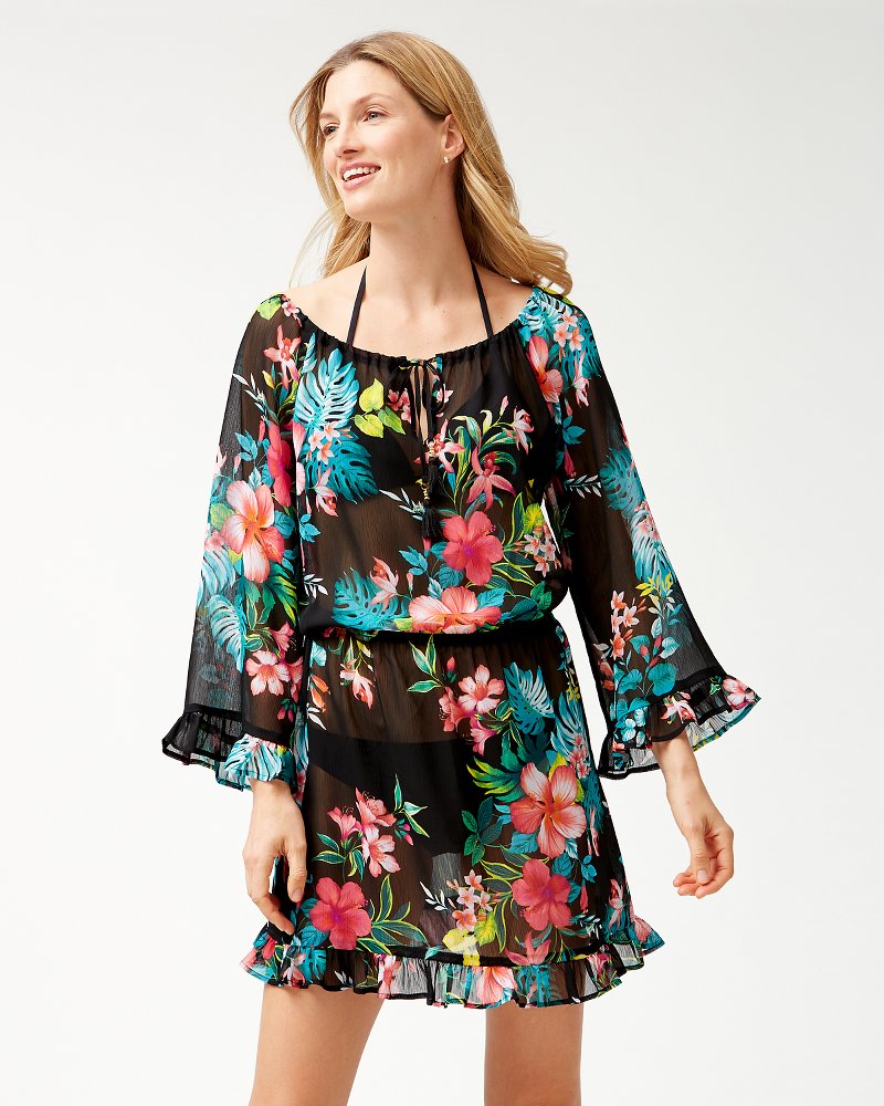 Fleur De Flora Split Neck Ruffle Tunic