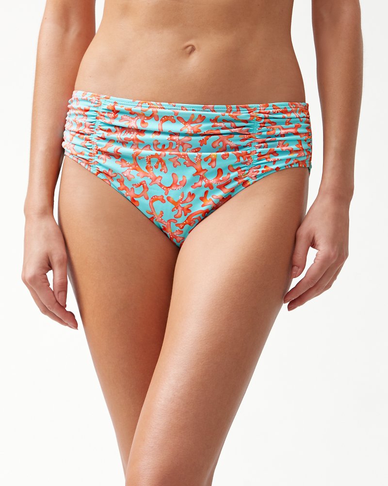 Coral Cabana High-Waist Bikini Bottom