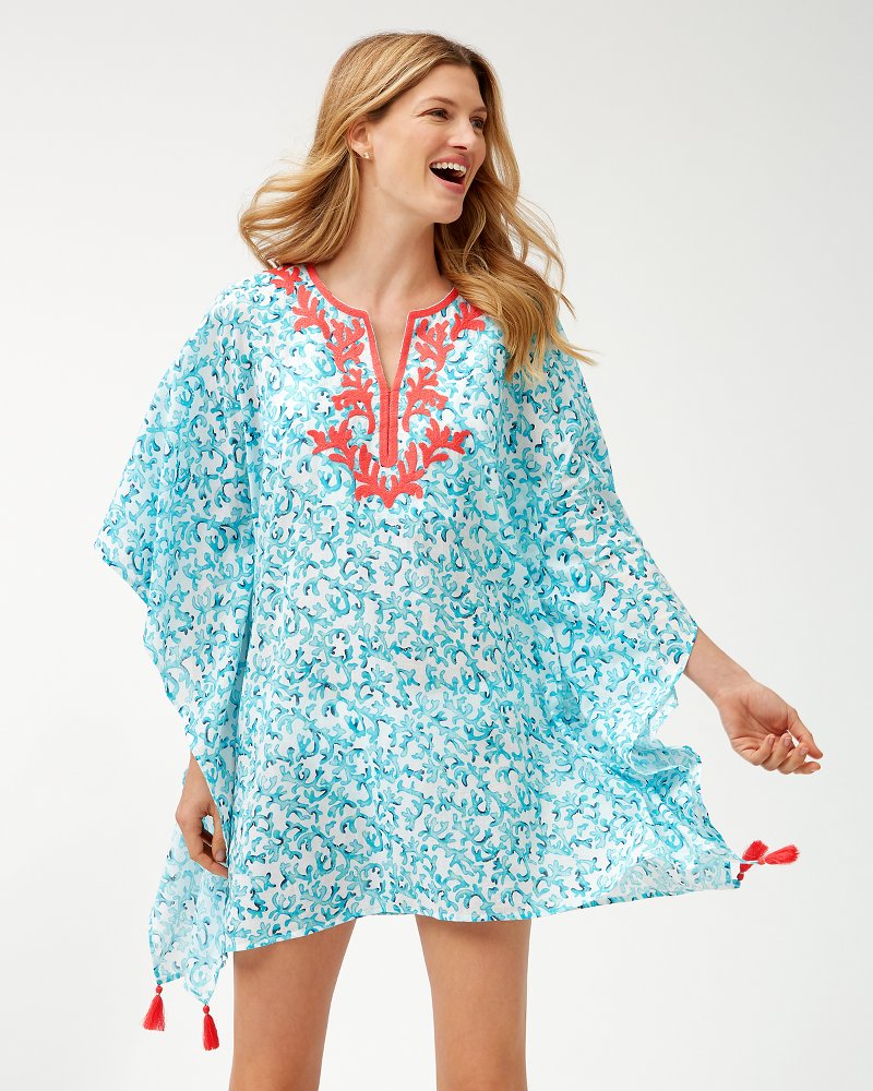 Coral Cabana Embroidered Tunic