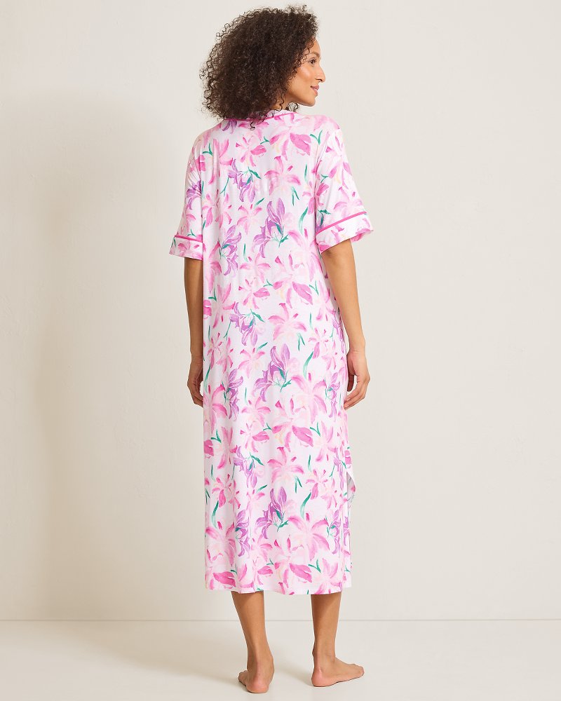 Jersey Short-Sleeve Maxi Sleep Caftan