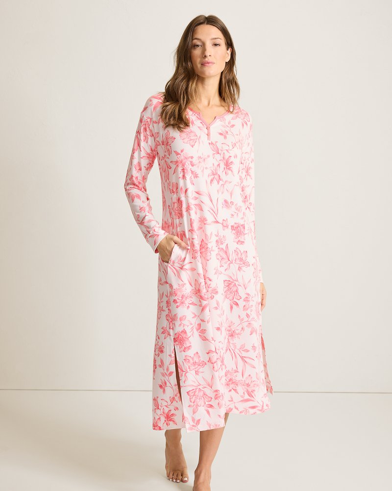 Knit Long-Sleeve Midi Sleep Dress