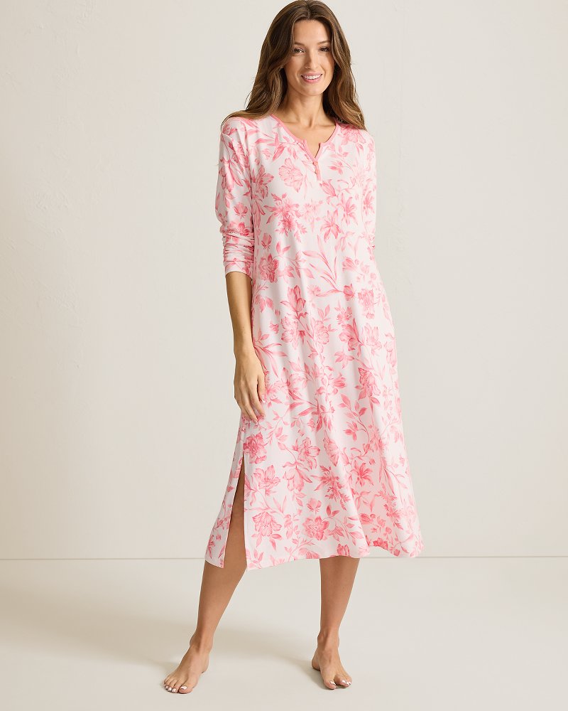 Knit Long-Sleeve Midi Sleep Dress