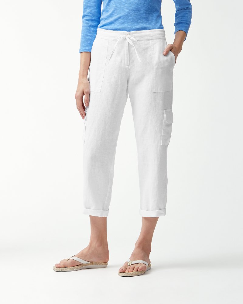 Palmbray Linen Cropped Cargo Pants