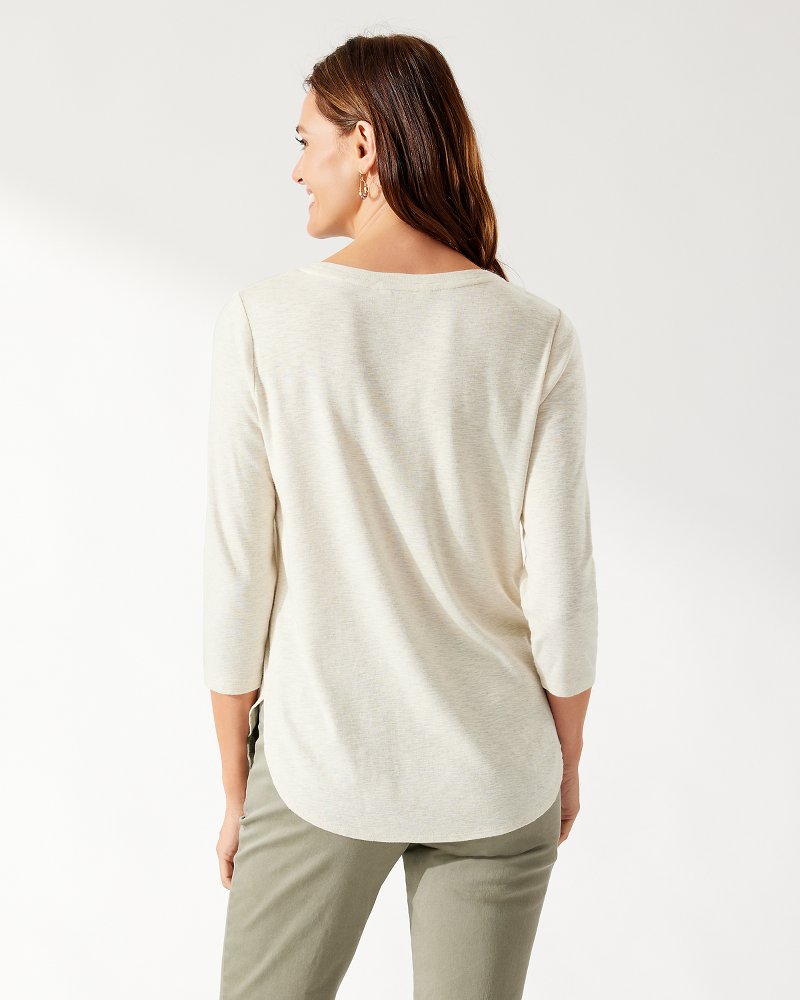 トミー バハマ  Bahama Ashby Rib 3u002F4 Sleeve Tee レディース シャツ トップス Light Sky Women's Ashby Rib 3/4-Sleeve Tee | Tommy Bahama Australia
