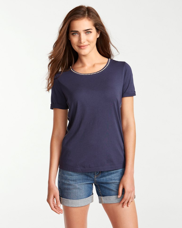 Seaport Embroidered Rolled-Cuff T-Shirt