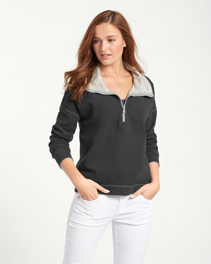 Flip Side Reversible Cowl-Neck Half-Zip 