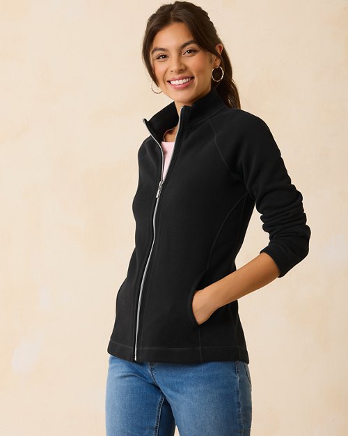 Tommy Bahama black quilt sweatshirt hoodie zip front XL  b15 