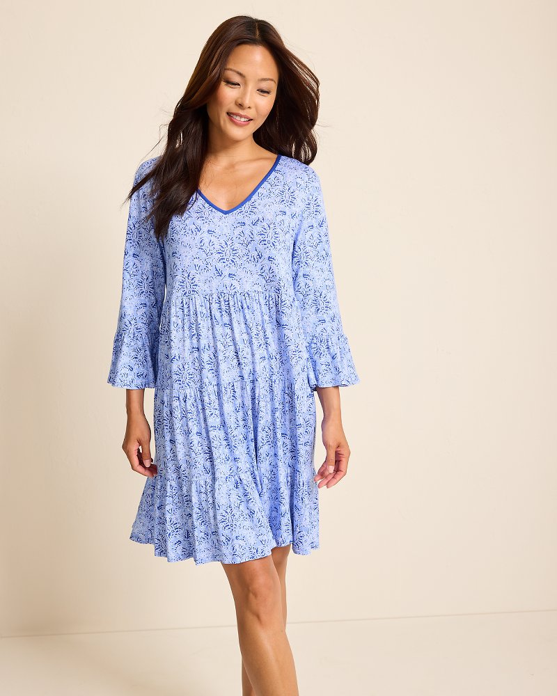 Jersey 3/4-Sleeve Short Sleep Dress