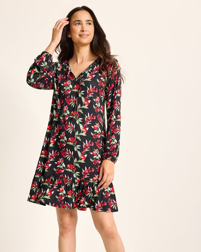 Jersey Long-Sleeve Short Sleep Dress