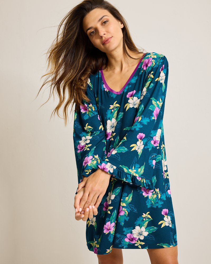 Jersey Long-Sleeve Short Sleep Dress