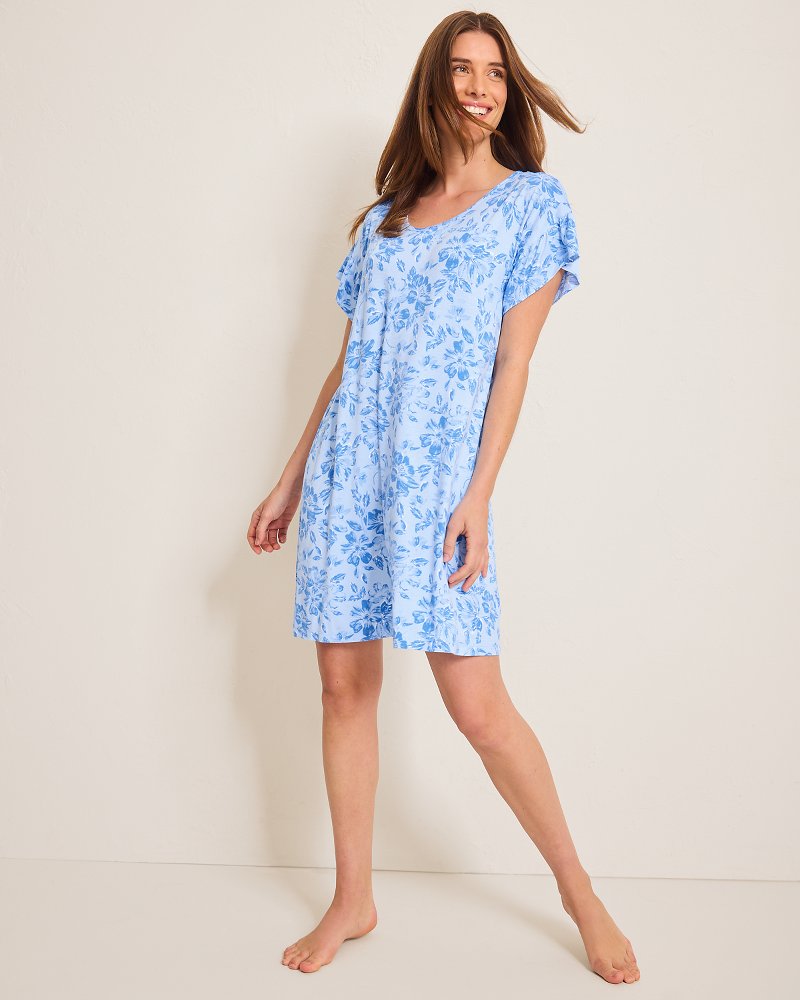 Jersey Short-Sleeve Short Sleep Dress