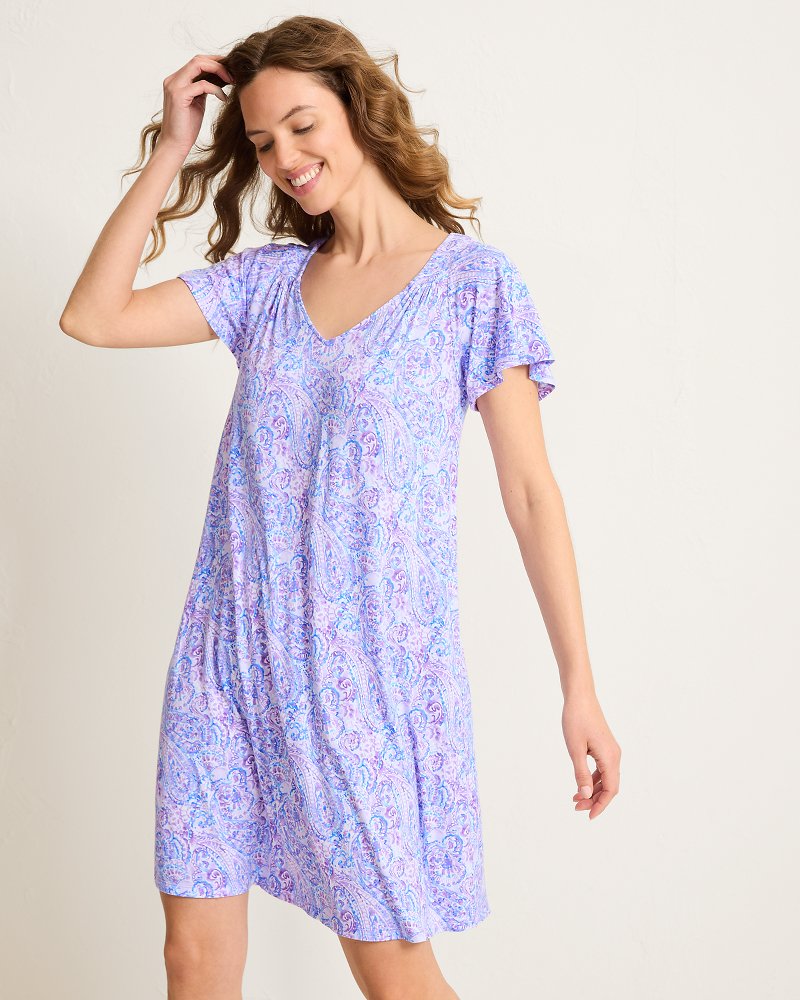 Jersey Short-Sleeve Short Sleep Dress