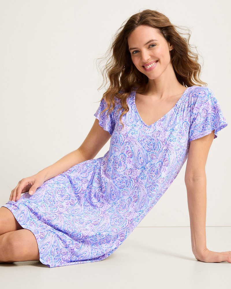 Jersey Short-Sleeve Short Sleep Dress