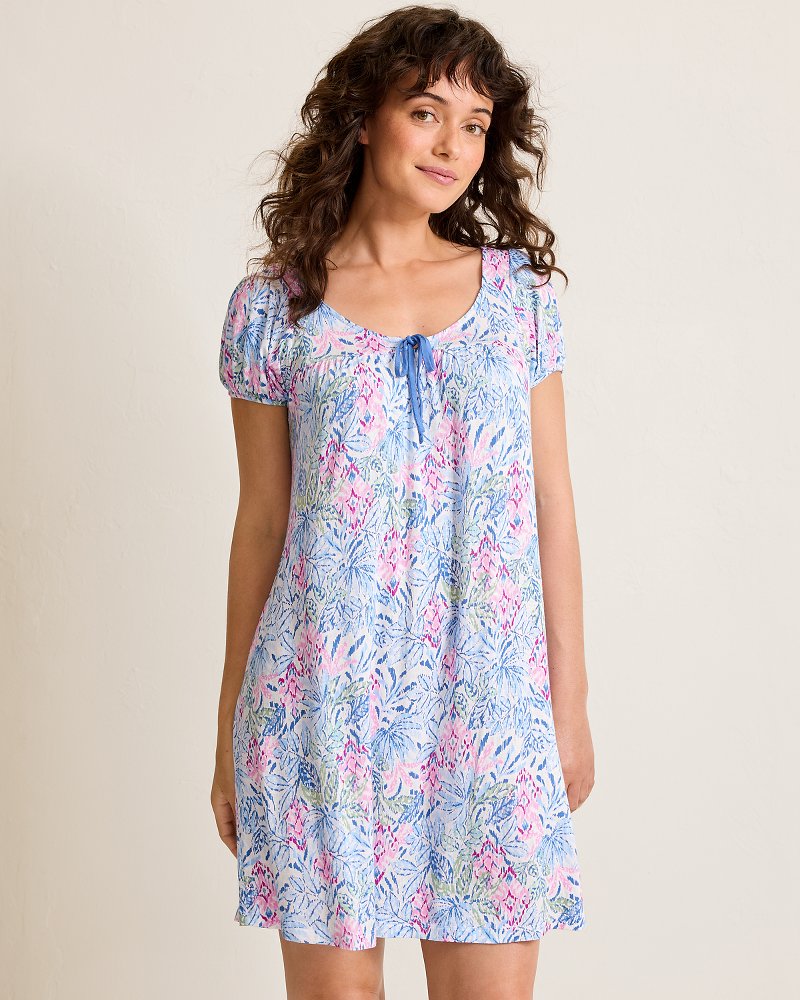 Jersey Short-Sleeve Short Sleep Dress