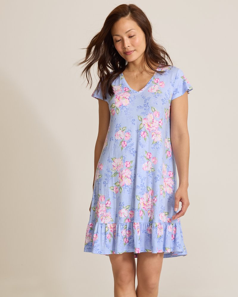 Jersey Cap-Sleeve Sleep Dress