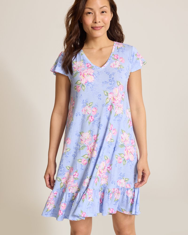 Jersey Cap-Sleeve Sleep Dress