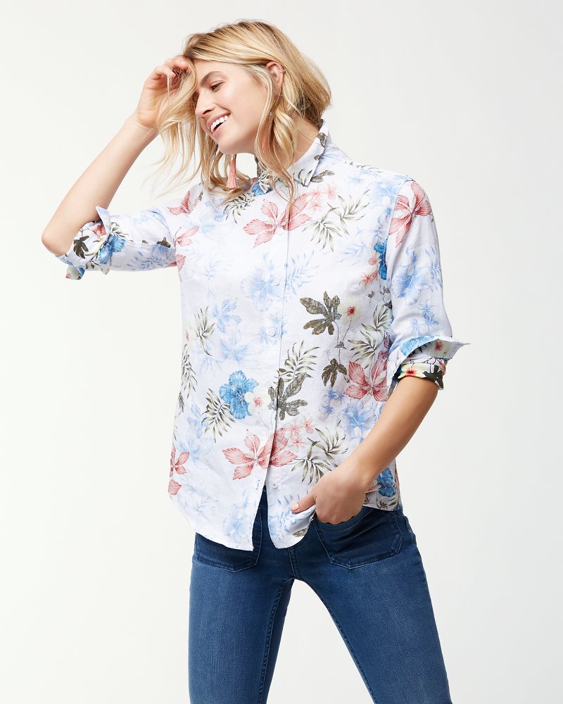 Eros Botanical Linen Boyfriend Shirt