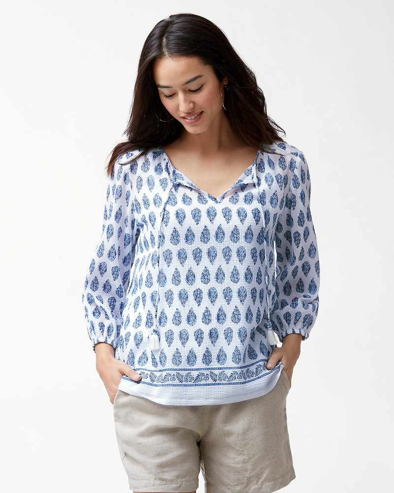 Paisley Wood Block Gauze Top