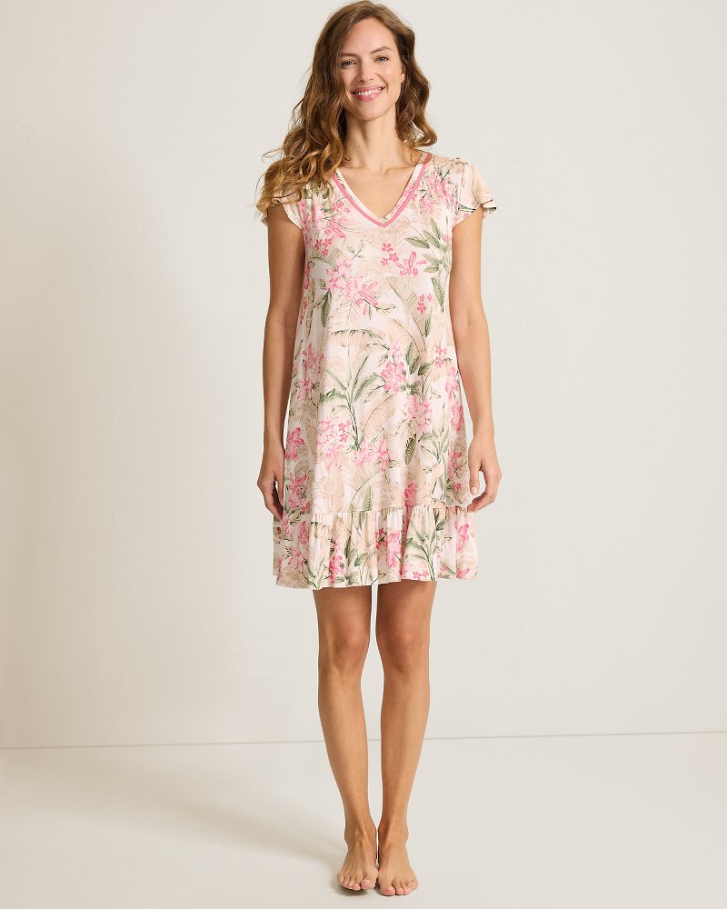 Jersey Short-Sleeve Short Sleep Dress