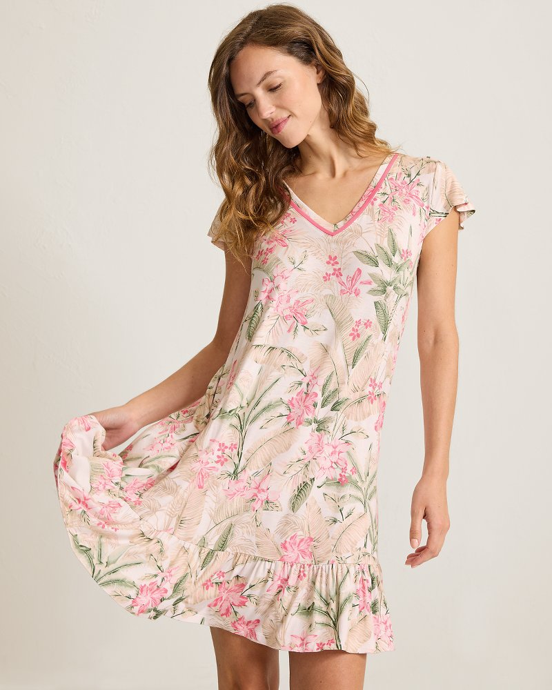 Jersey Short-Sleeve Short Sleep Dress