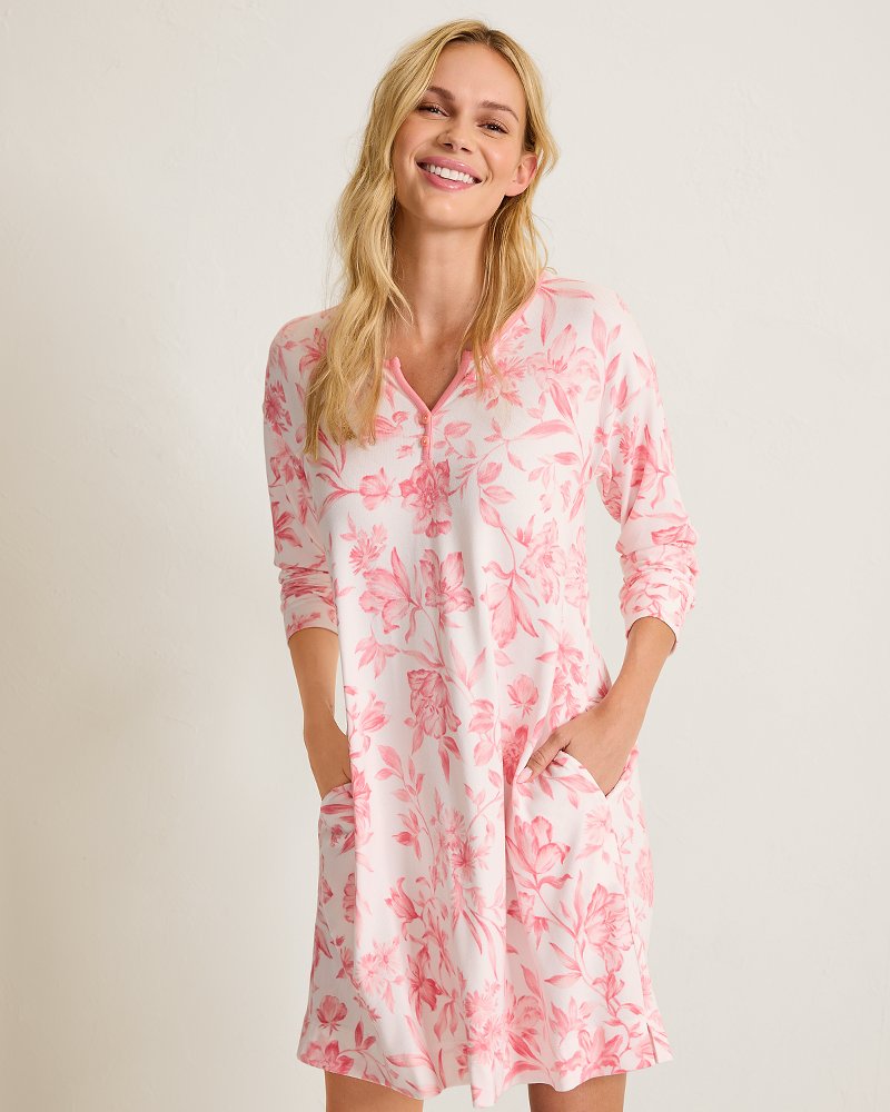 Knit Long-Sleeve Short Sleep Dress