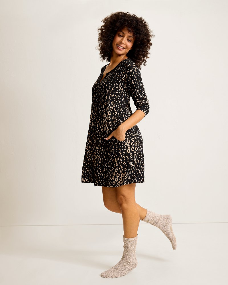Knit Long-Sleeve Short Sleep Dress