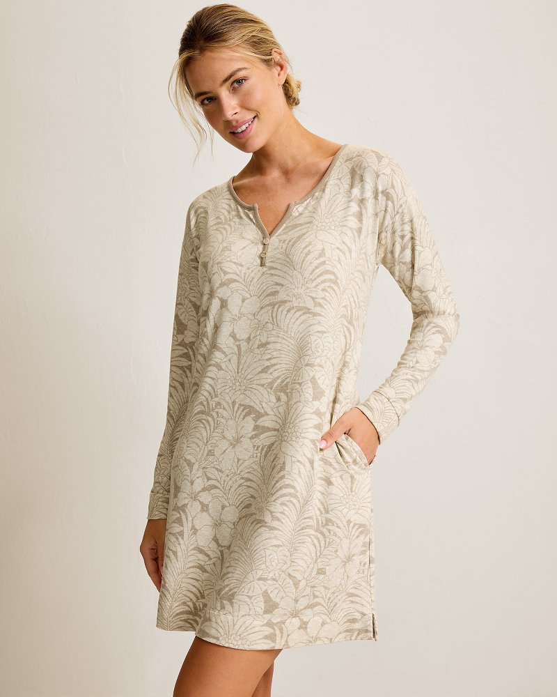 Knit Long-Sleeve Short Sleep Dress