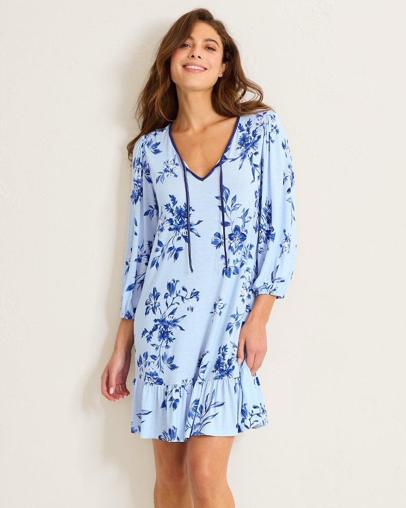 Jersey 3/4-Sleeve Short Sleep Dress