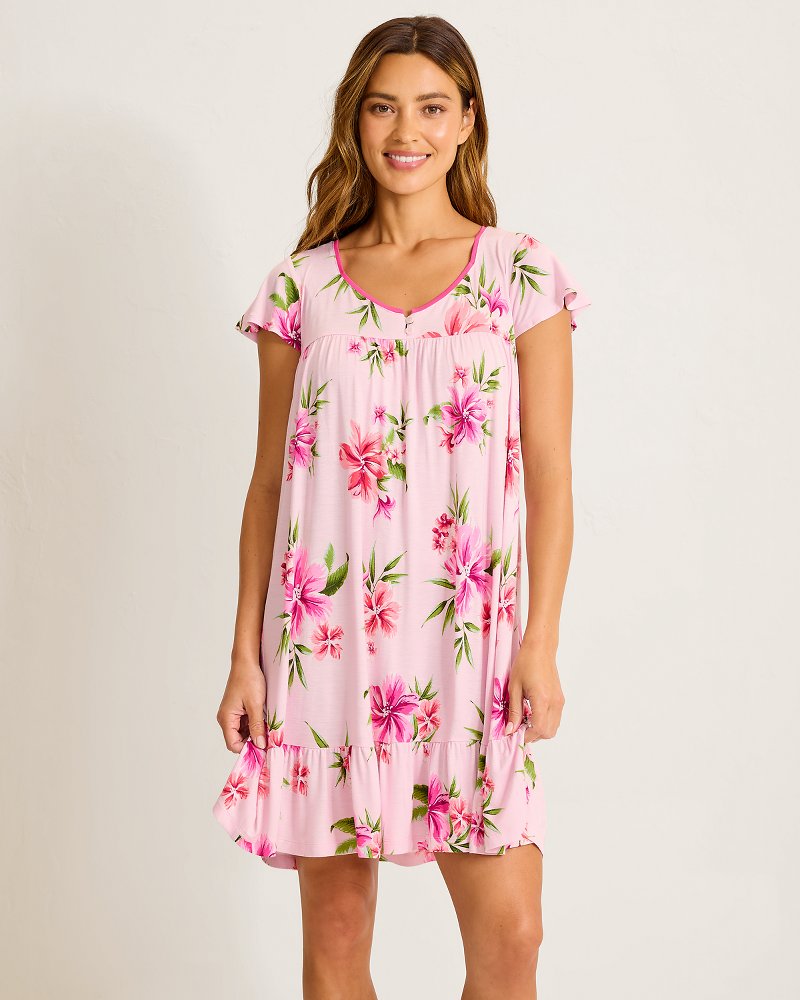 Jersey Short-Sleeve Short Sleep Dress