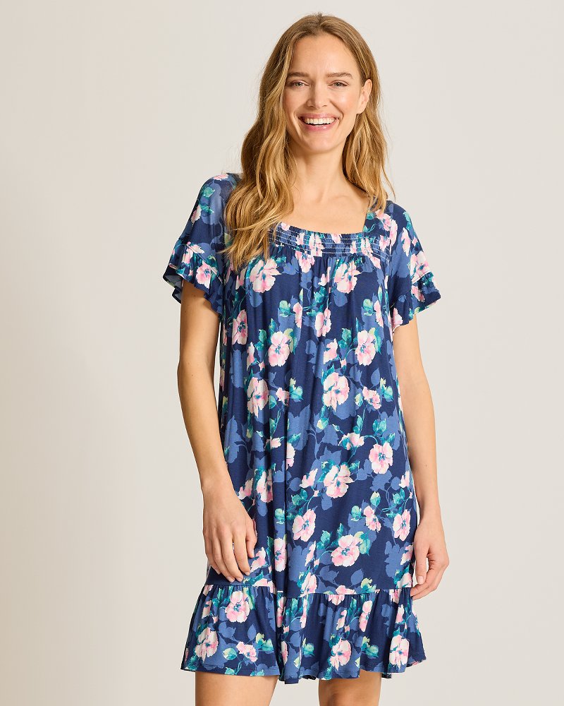 Jersey Short-Sleeve Short Sleep Dress