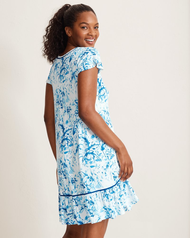 Tommy Bahama Women's Jersey Cap-Sleeve Short Sleep Dress - Tropical Blue - Size XL