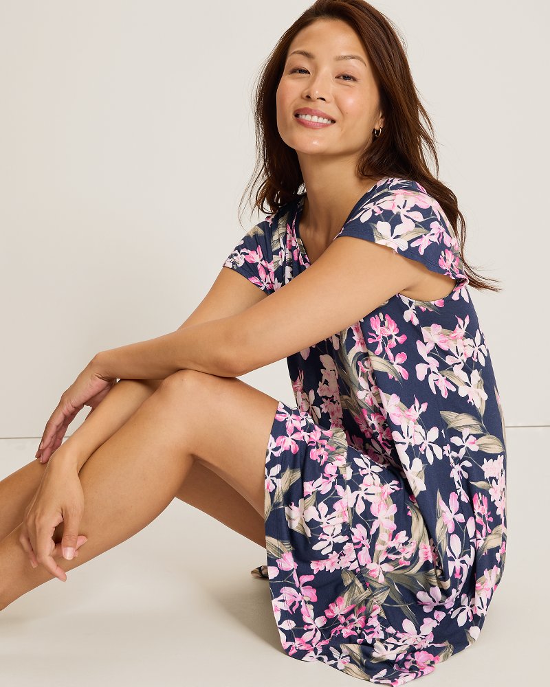 Jersey Short-Sleeve Short Sleep Dress