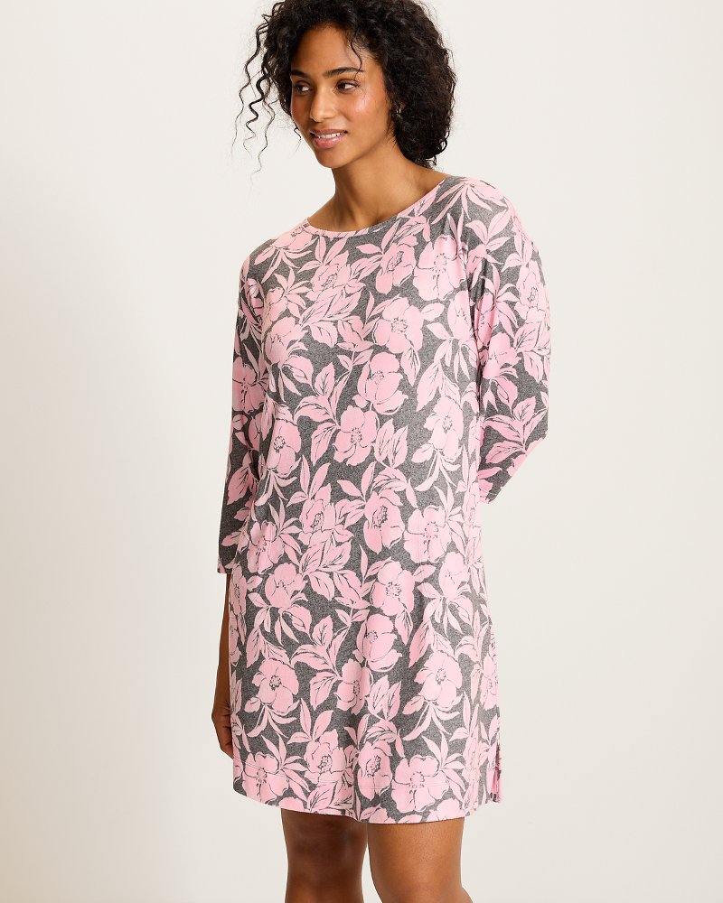 Knit 3/4-Sleeve Short Sleep Dress