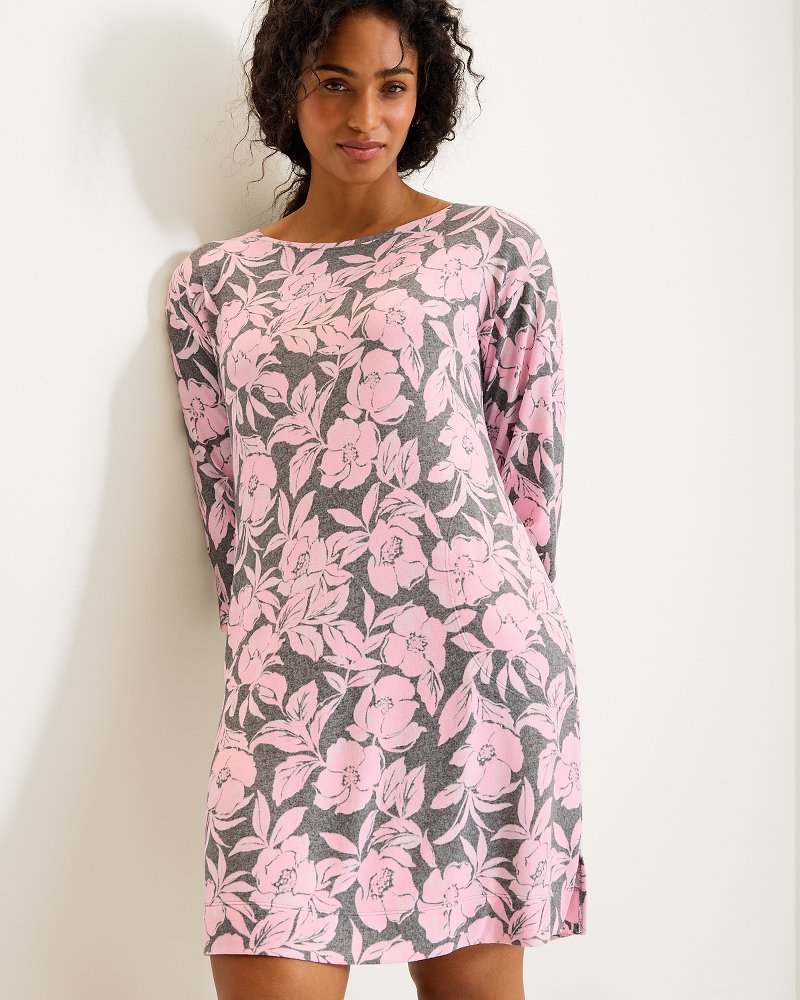 Knit 3/4-Sleeve Short Sleep Dress