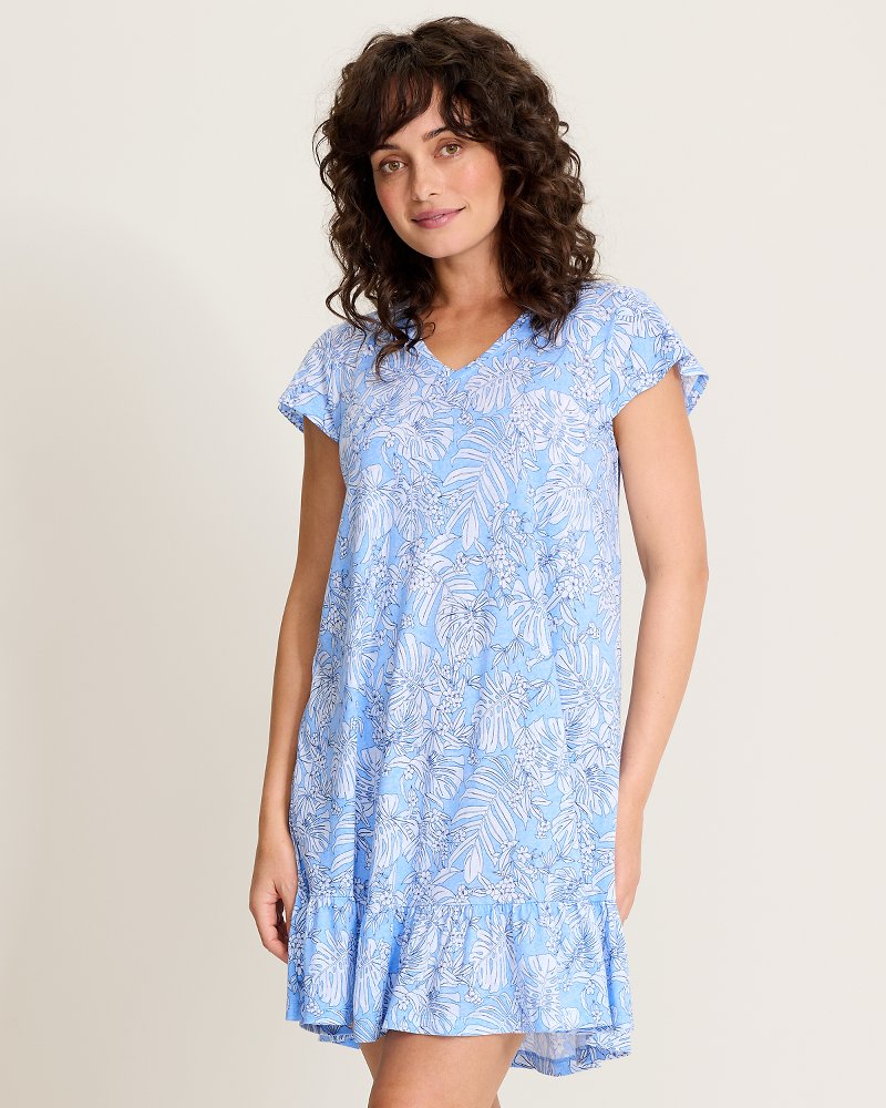 Jersey Cap-Sleeve Short Sleep Dress