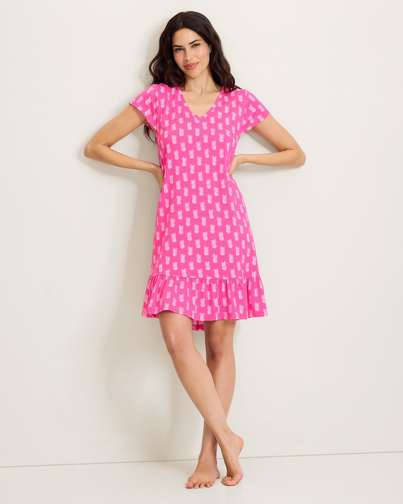 Jersey Cap-Sleeve Short Sleep Dress