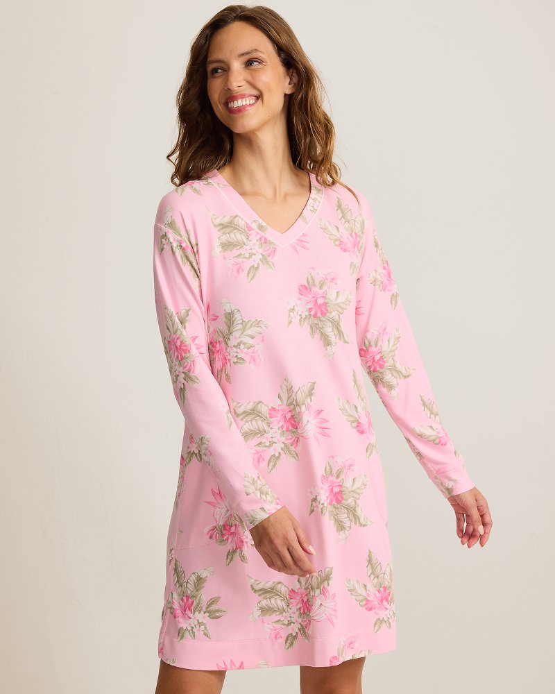 Knit Long-Sleeve Short Sleep Dress