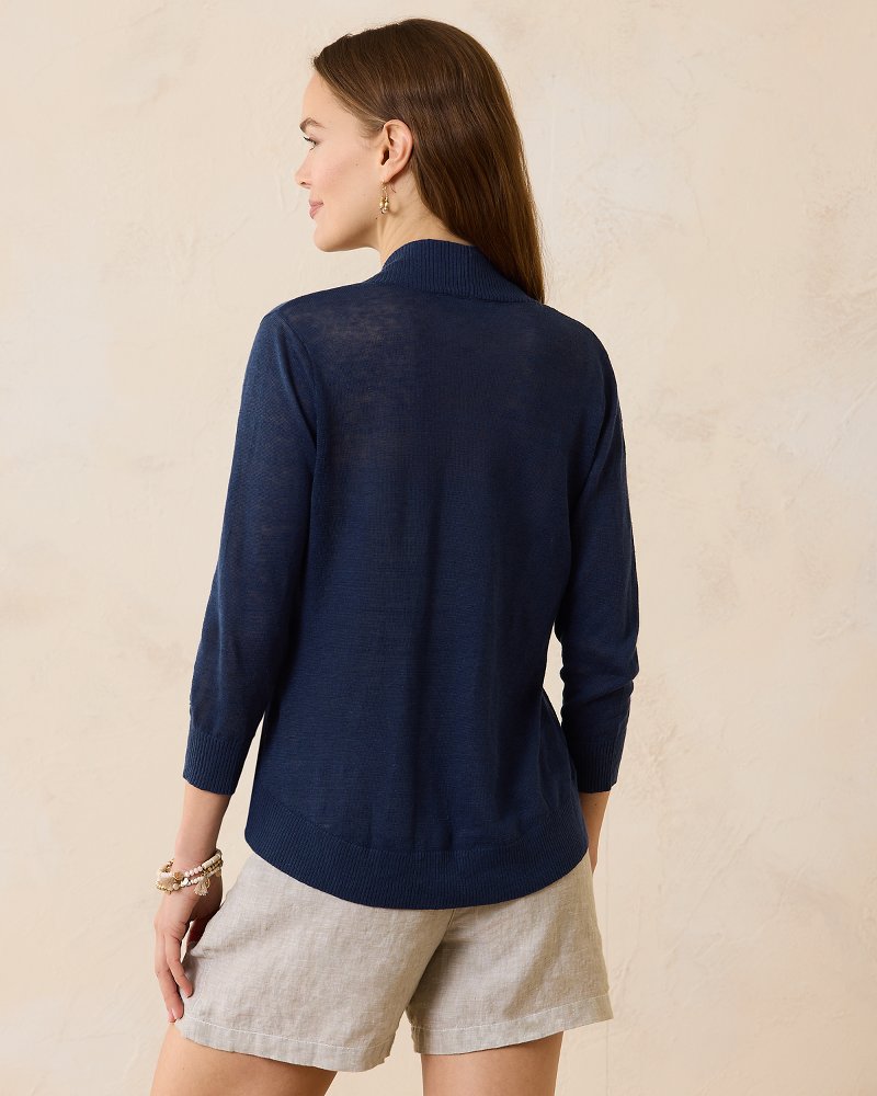 Navy blue linen clearance cardigan