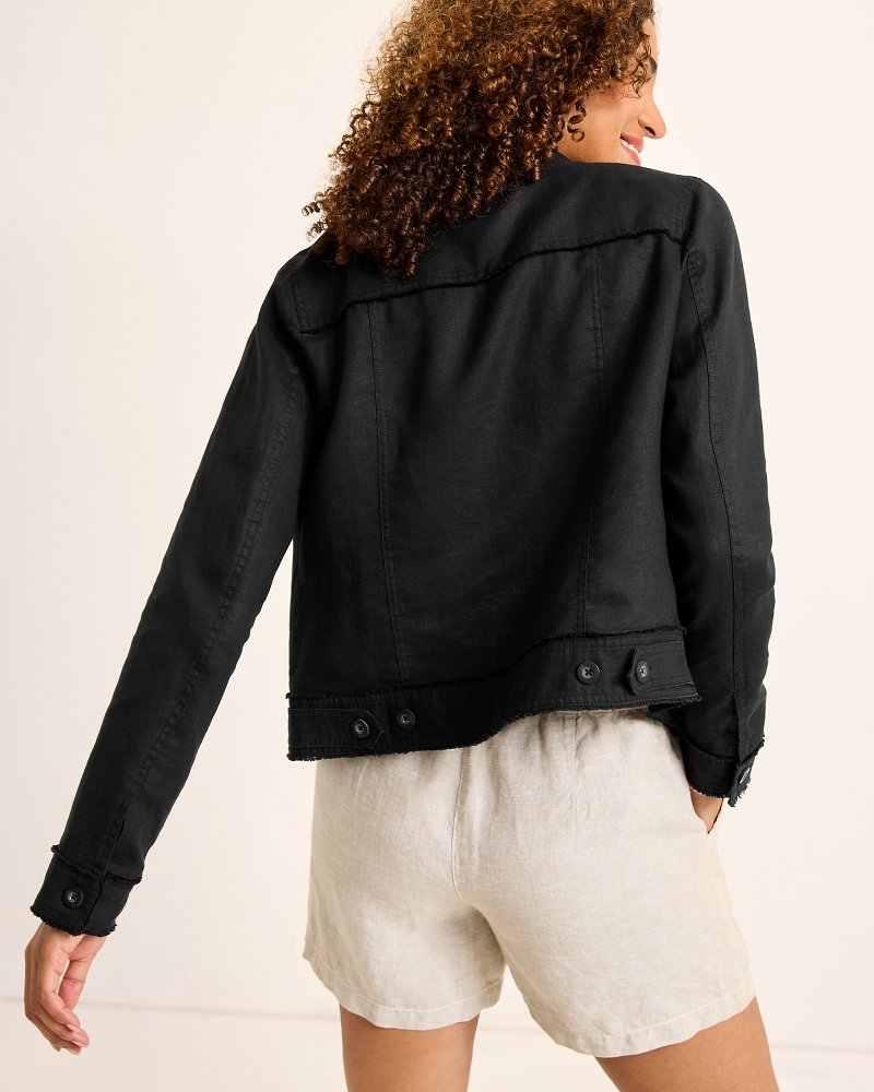 Thumbnail for Two Palms Linen Raw-Edge Jacket