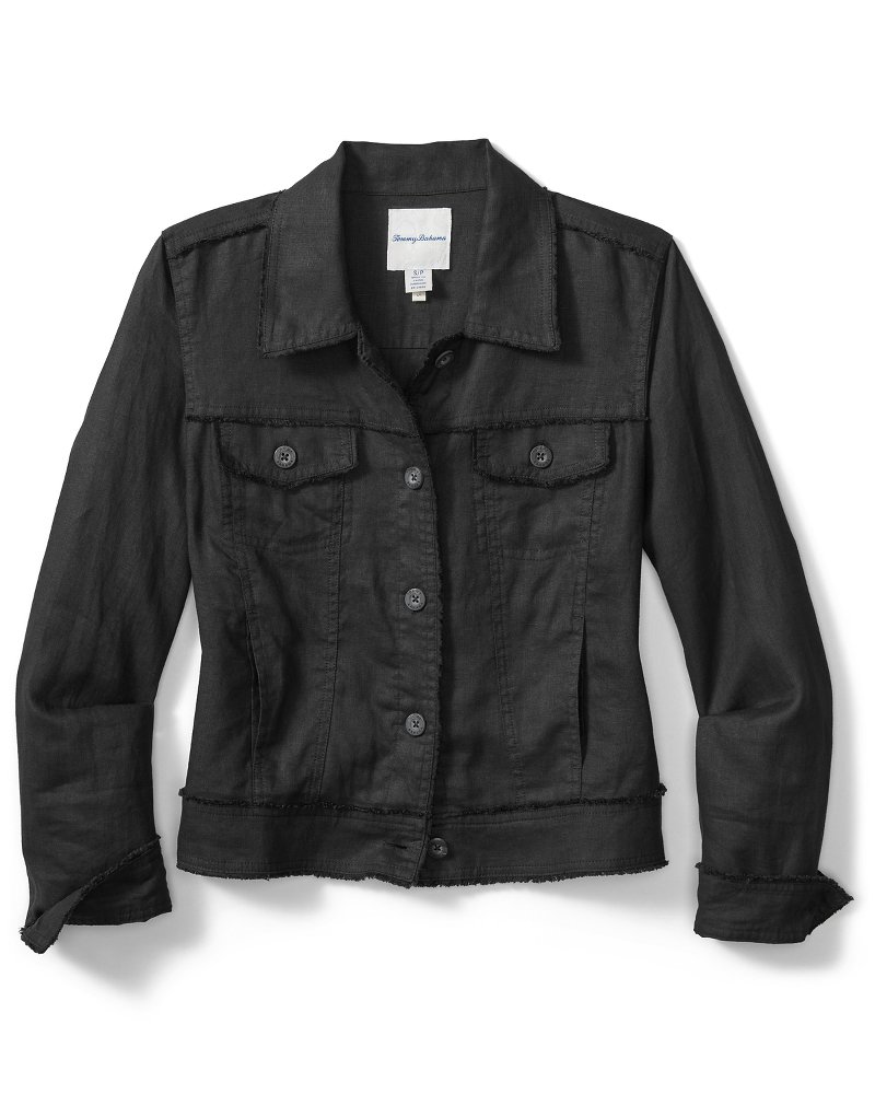 Two Palms Linen Raw-Edge Jacket