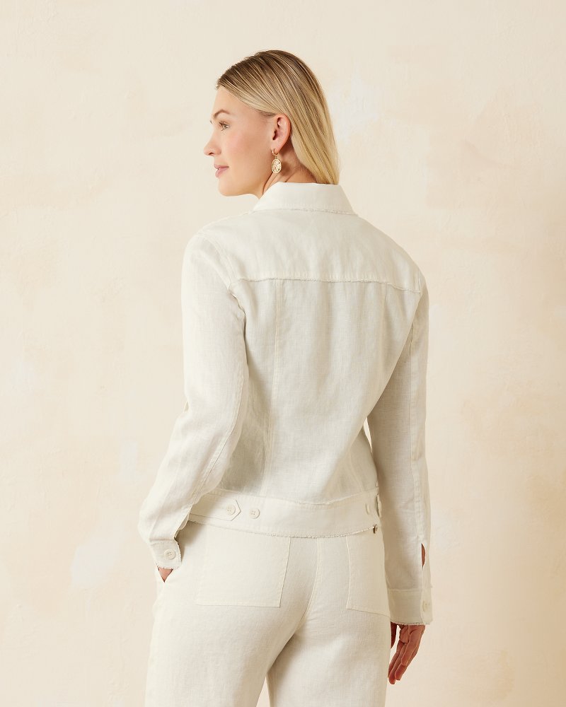 Women's Two Palms Linen Raw-Edge Jacket in White – Tommy Bahama