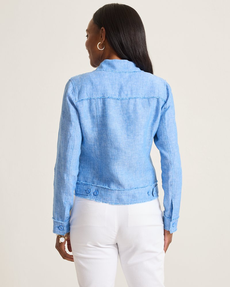 Thumbnail for Two Palms Linen Raw-Edge Jacket