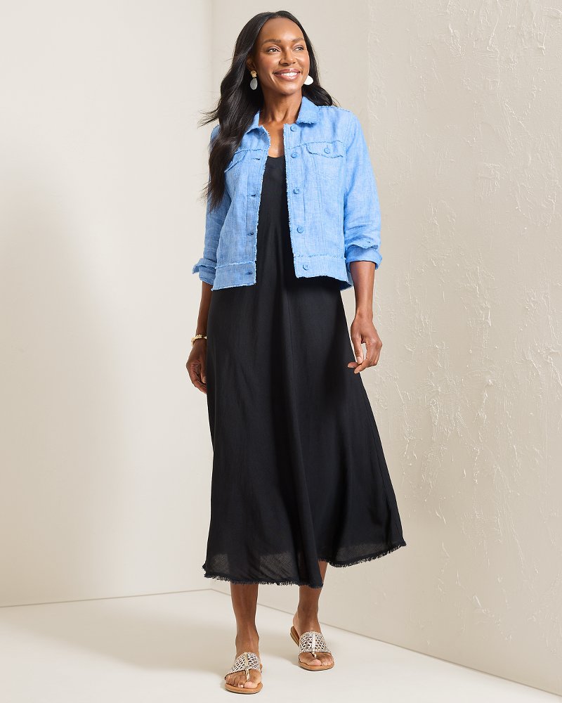 Thumbnail for Two Palms Linen Raw-Edge Jacket