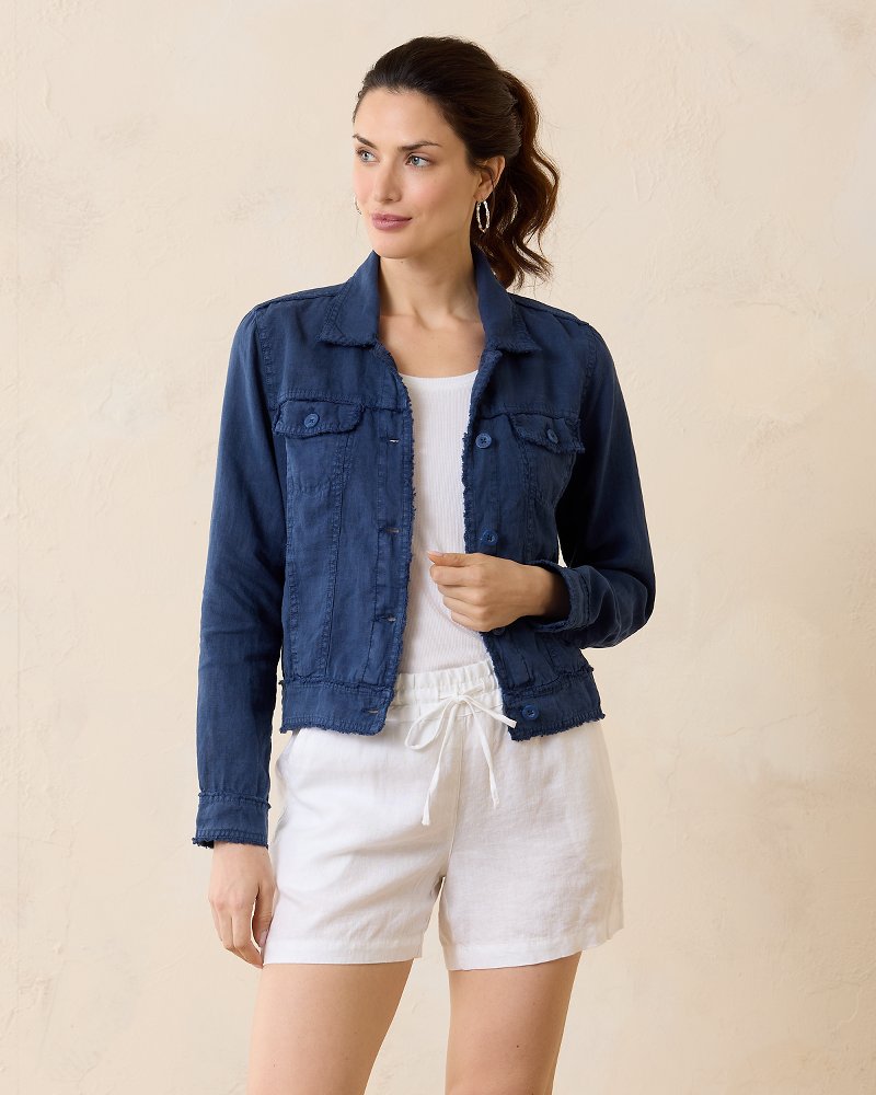 Two Palms Linen Raw-Edge Jacket