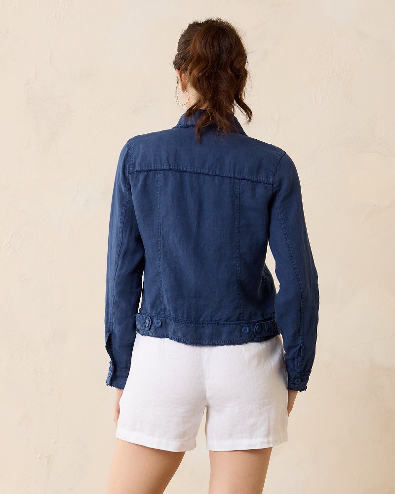 Two Palms Linen Raw-Edge Jacket