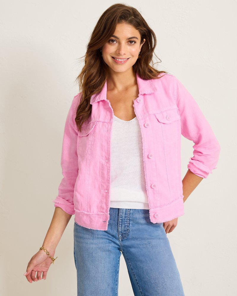Two Palms Linen Raw-Edge Jacket