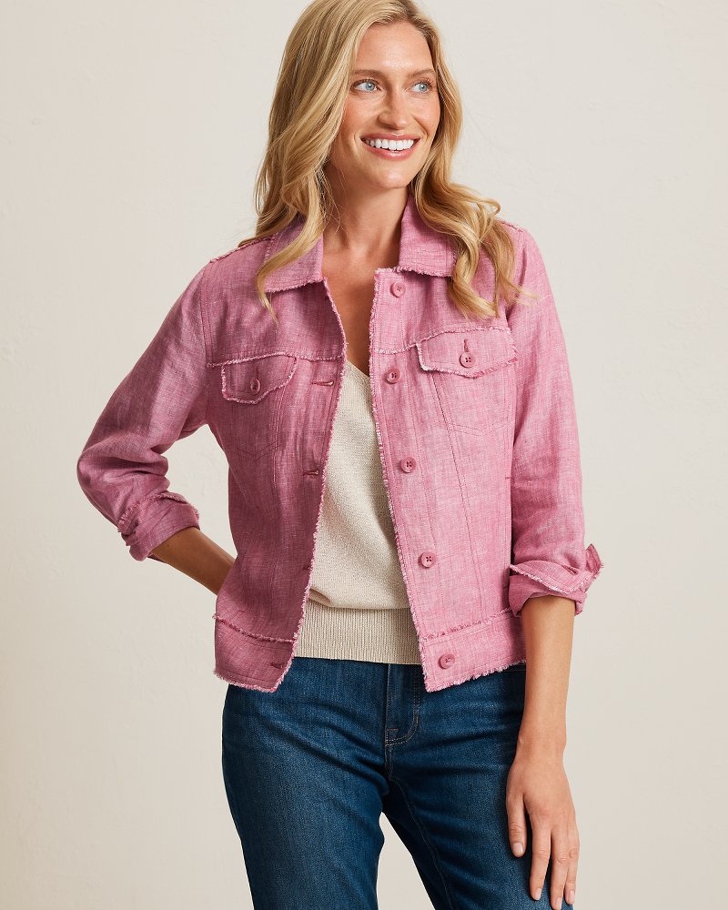 Two Palms Linen Raw-Edge Jacket