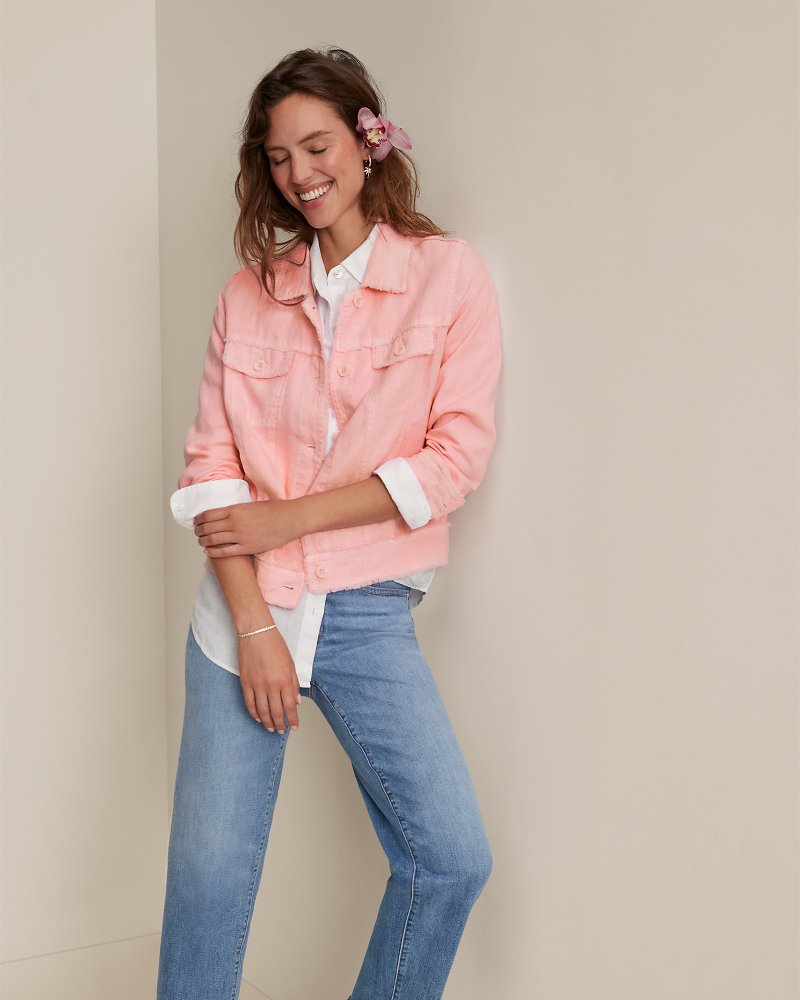 Two Palms Linen Raw-Edge Jacket
